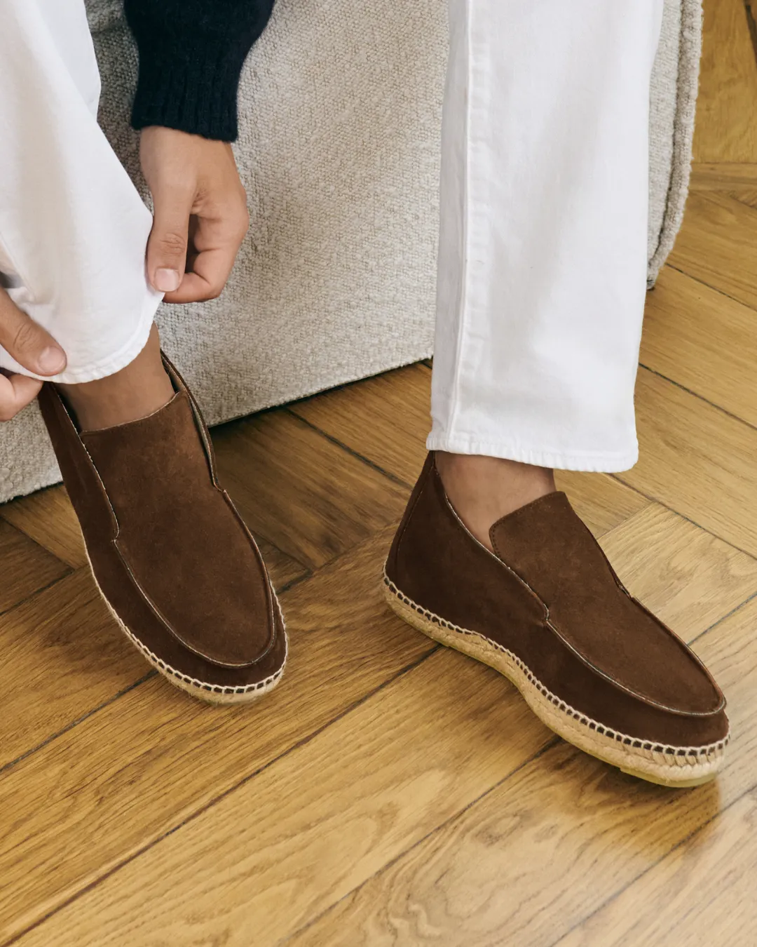 Suede Traveler Ankle Boot Espadrilles - R57LH - Hamptons Cocoa