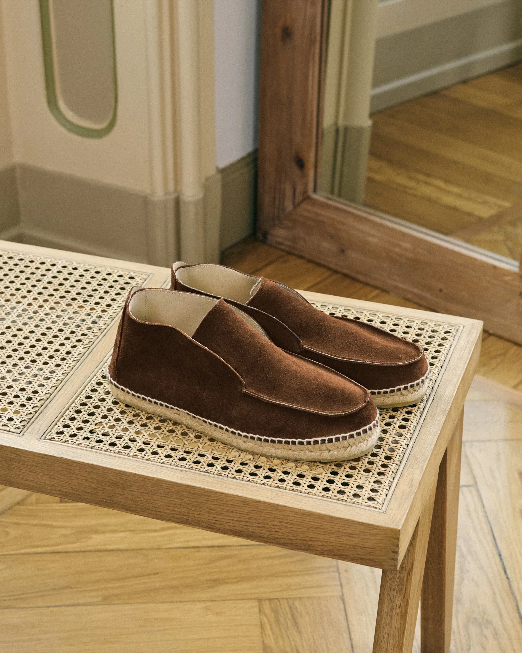 Suede Traveler Ankle Boot Espadrilles - R57LH - Hamptons Cocoa