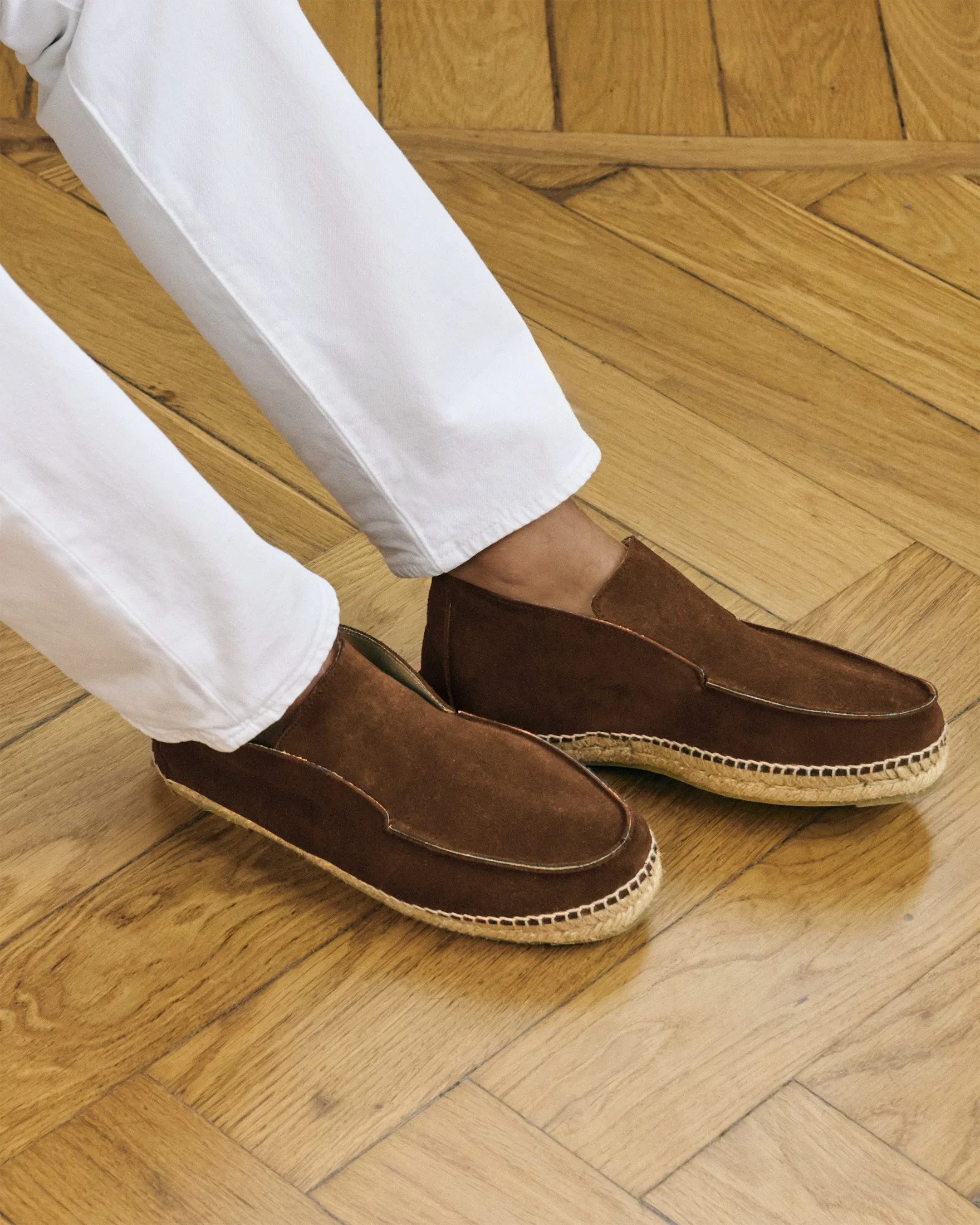 Suede Traveler Ankle Boot Espadrilles - R57LH - Hamptons Cocoa