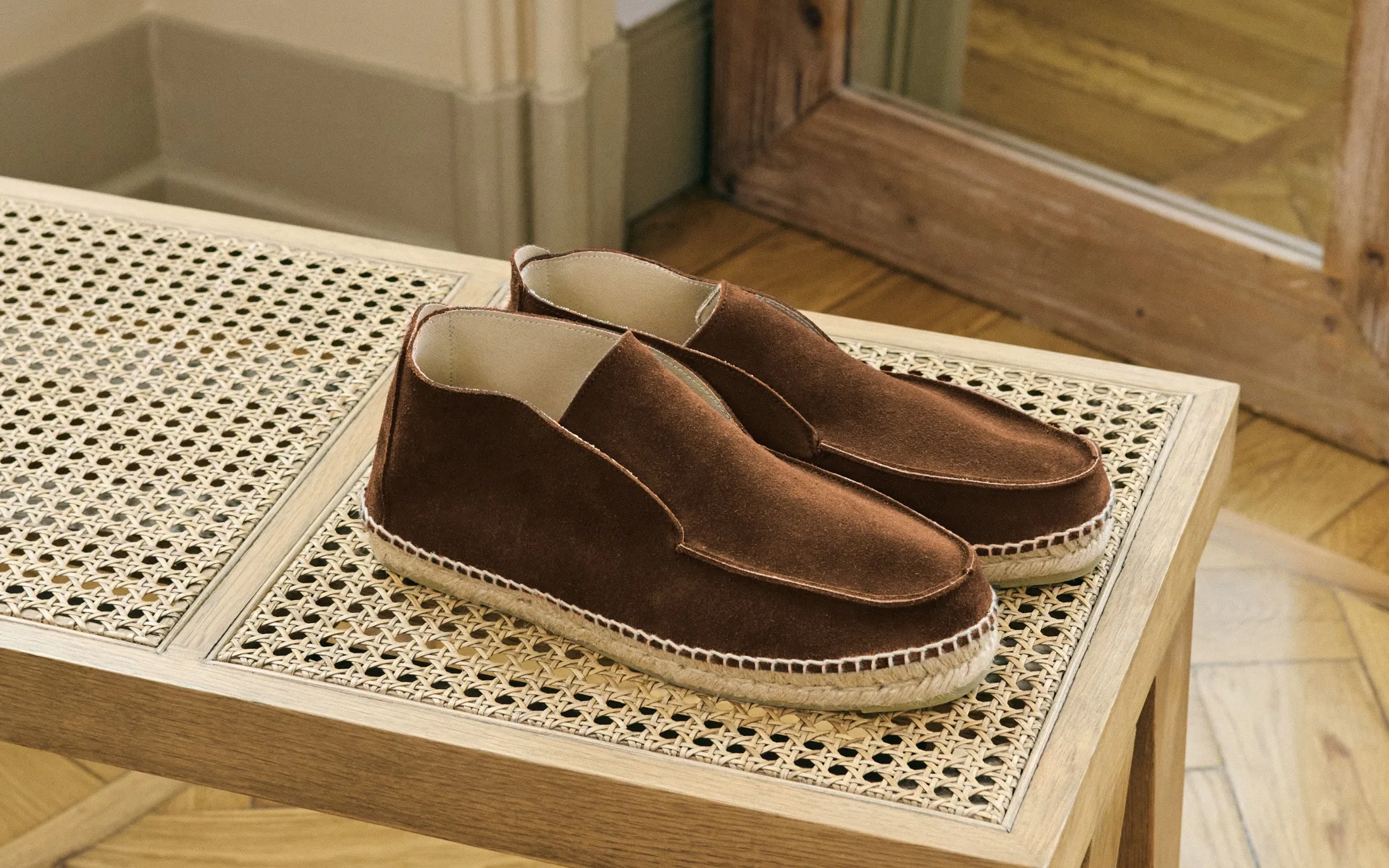 Suede Traveler Ankle Boot Espadrilles - R57LH - Hamptons Cocoa
