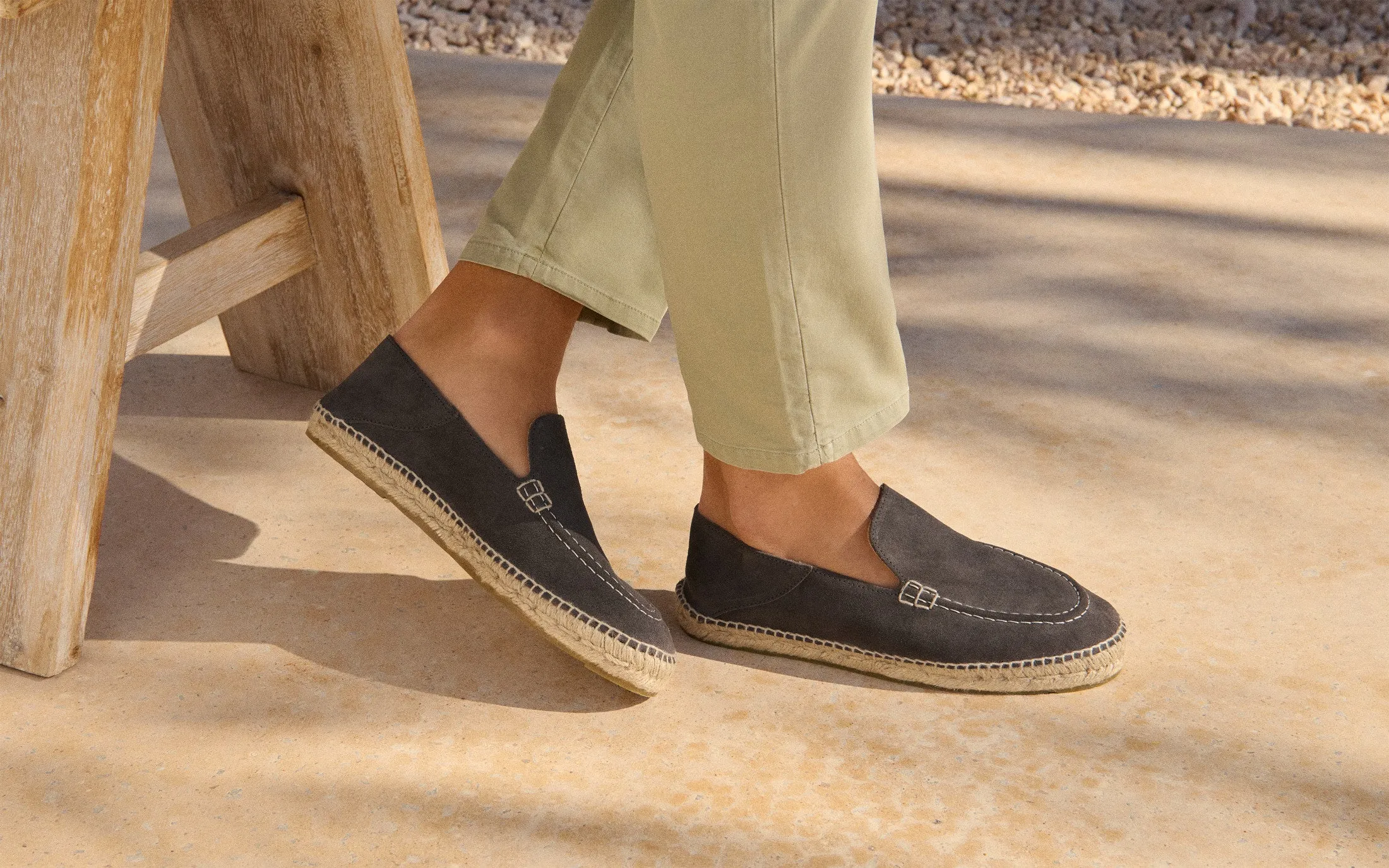 Suede Traveler Loafers Espadrilles - W10LT - Hamptons Carbon Grey