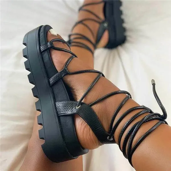 Summer Boho Strappy Platform Sandals