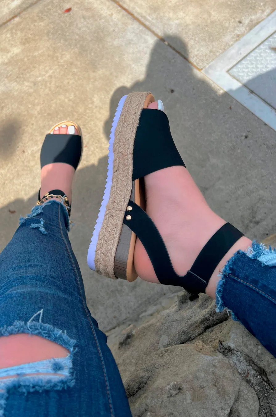 Topic - Open Toe Buckle Ankle Strap Espadrilles Flatform Wedge