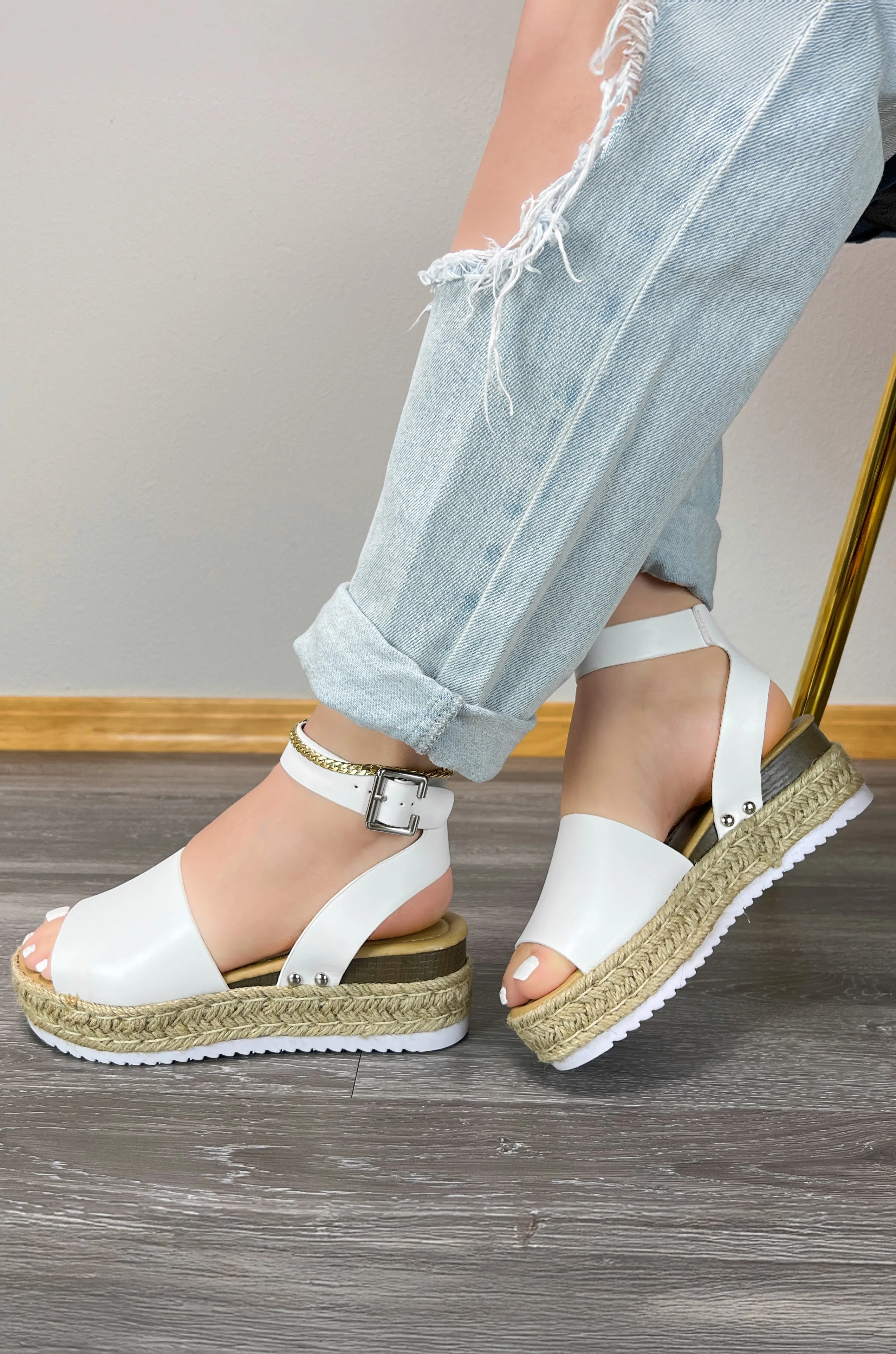 Topic - Open Toe Buckle Ankle Strap Espadrilles Flatform Wedge