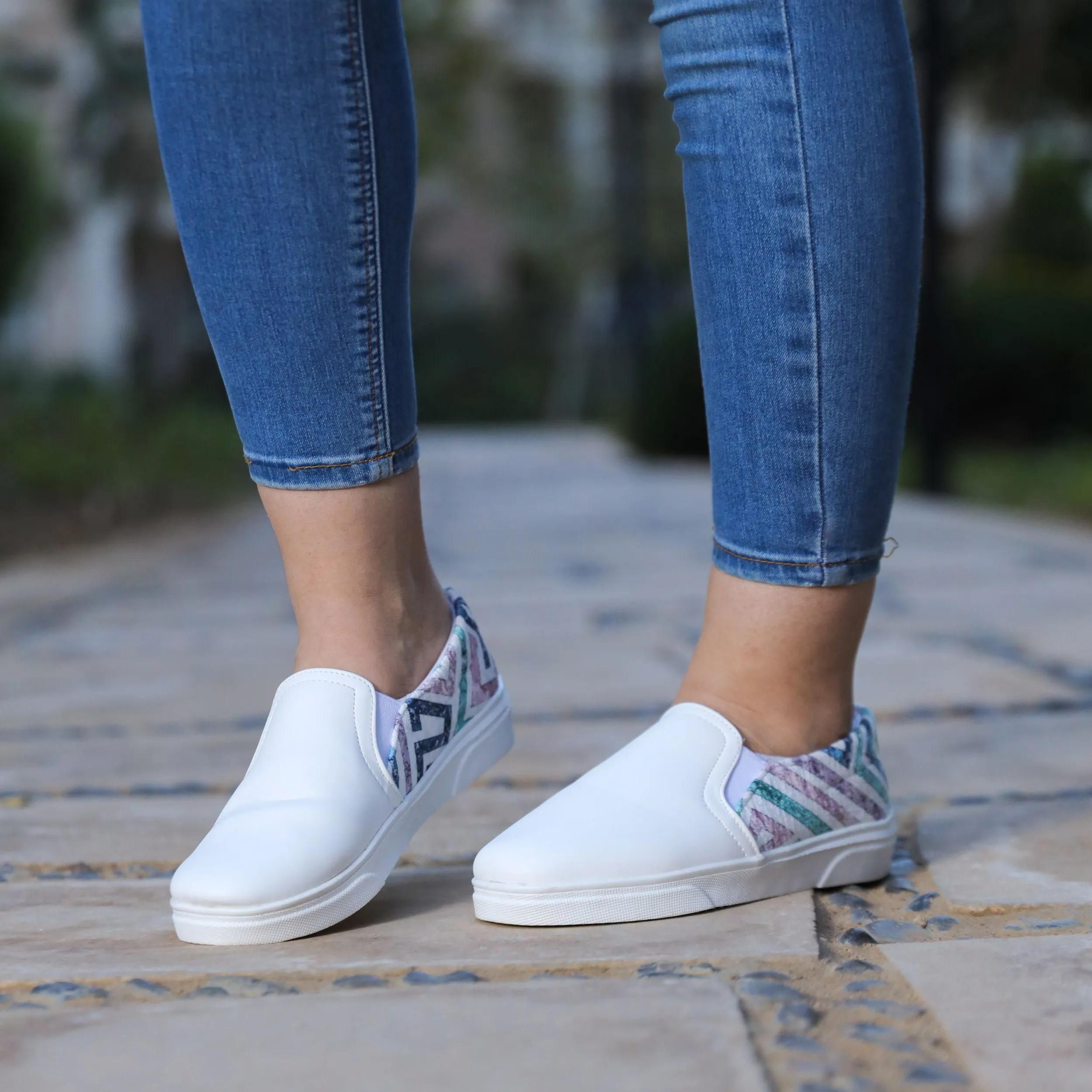 White Maze Slip On Sneakers