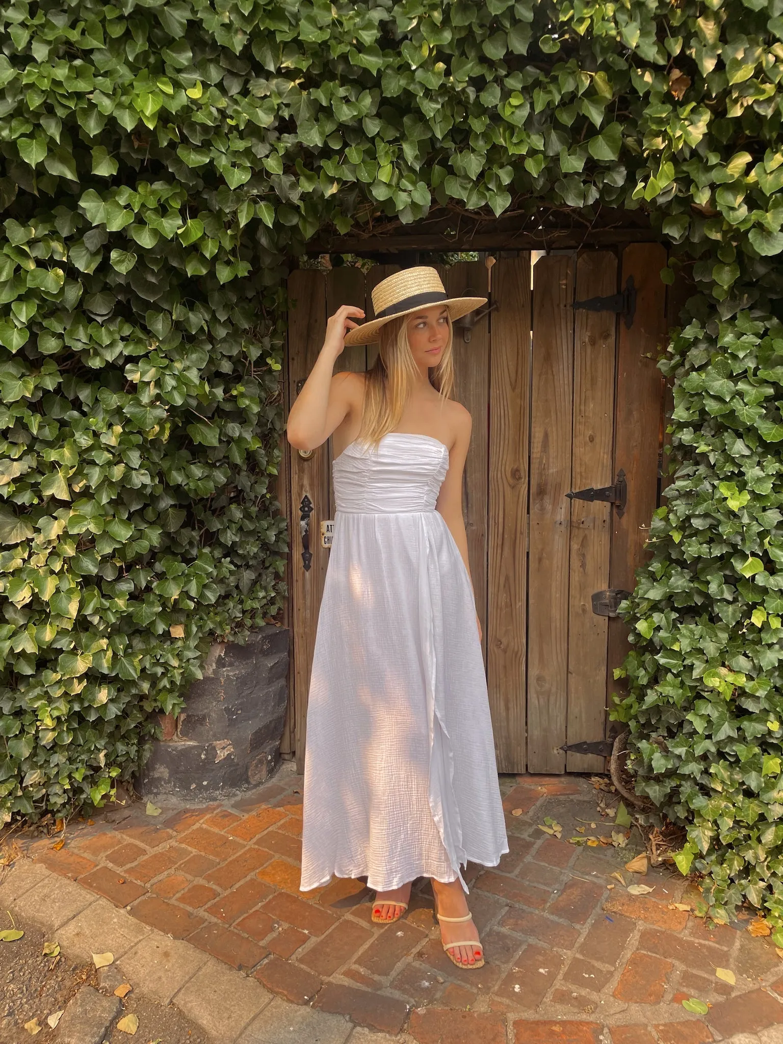 White Strapless Maxi Dress