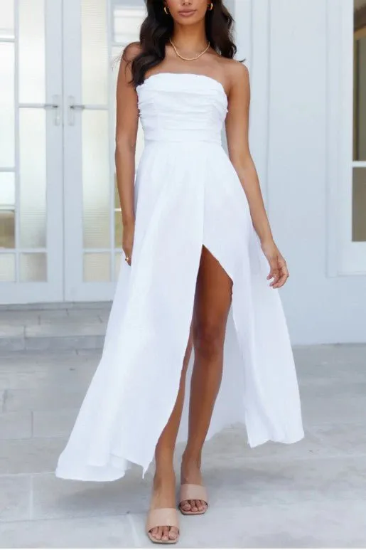 White Strapless Maxi Dress