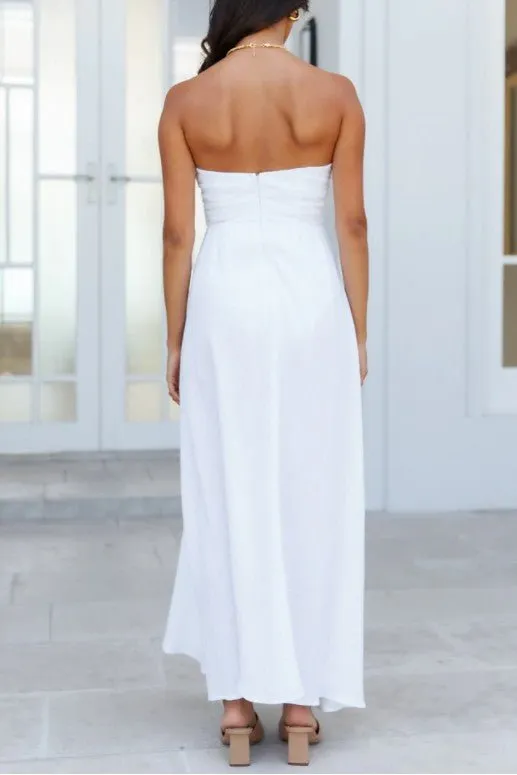 White Strapless Maxi Dress