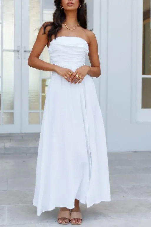White Strapless Maxi Dress